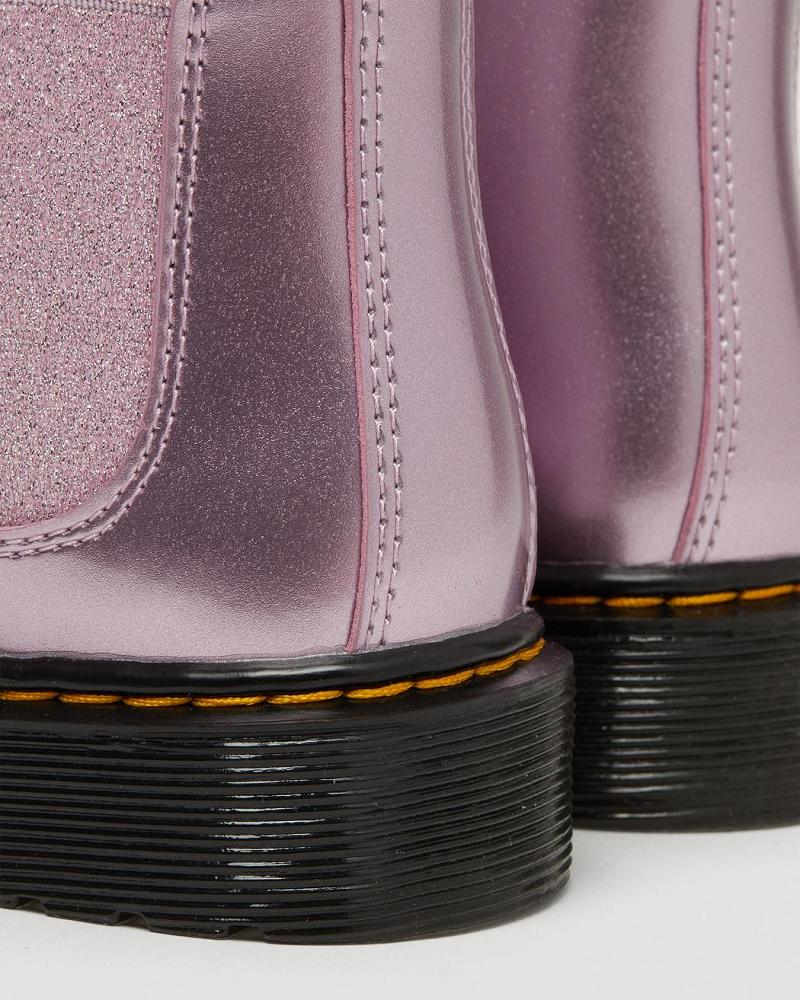 Kids' Dr Martens Junior 2976 Metallic Chelsea Boots Pink | AU 668XYU